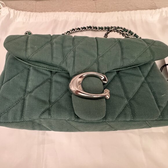 NWT COACH Quilted Tabby Ivy Silver Denim Shoulder Bag 26 - Picture 3 of 9